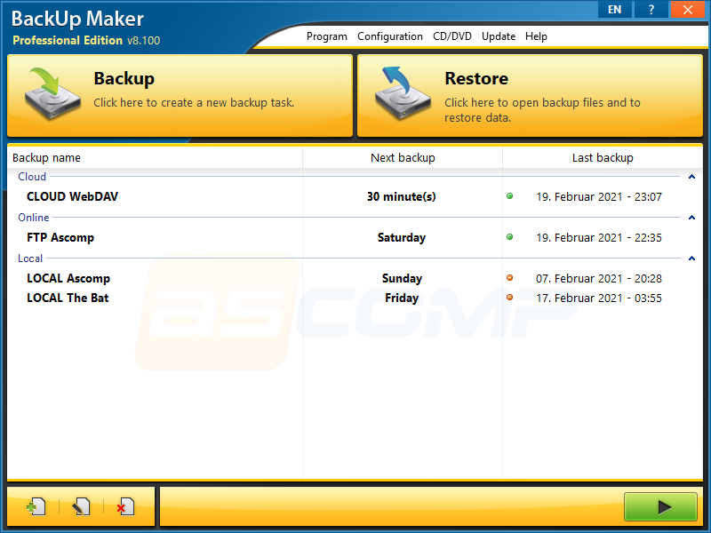 Click to view BackUp Maker 6.4 screenshot